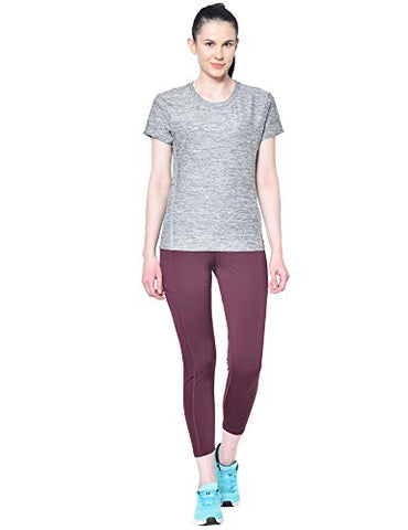 Image of CHKOKKO Round Neck Half Sleeve Yoga Sports Dryfit Active Wear Gym Tshirt for Women Grey XL