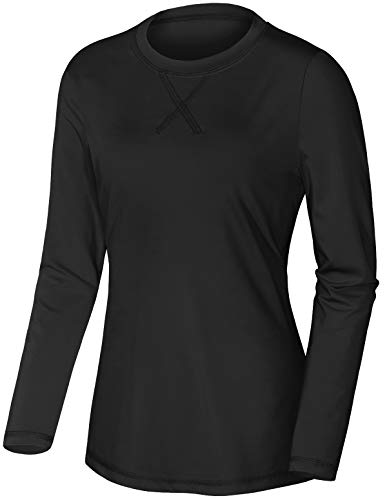 Miusey Long Sleeve Sport T Shirt Women,UPF 50+ Crew Neck Athletic Tops Petite Yoga Clothing Exercise Gym Tunics Outdoor Activities Black S