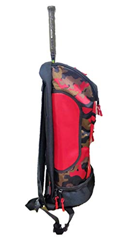 HeadTurners Pro Badminton Backpack Kitbag with Shoe Pocket (Red Camo, Black )