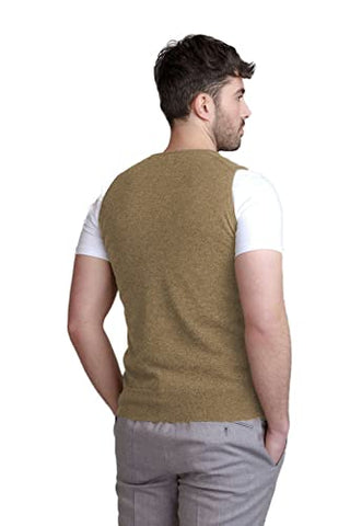 Image of BASE 41 Men's Wool V-Neck Sweater (HSR_Beige_M_Beige_Medium)