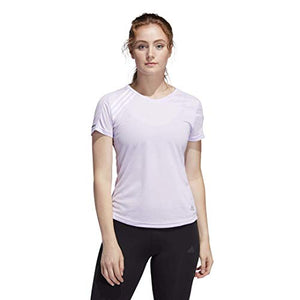 adidas Women's Run 3-Stripes Tee Purple Tint Medium