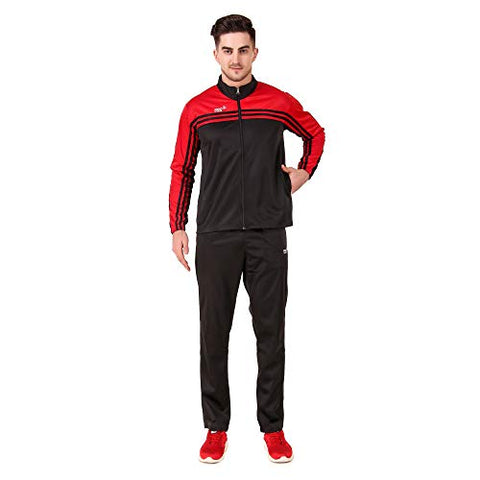 Image of Pro Sports Track Suit for Men Full Zip Running Jogging Athletic Sports Jacket and Pants Set Red/Black