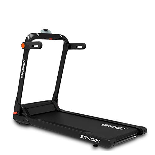 SPARNOD FITNESS STH-3300 5.5 HP Peak Automatic Pre-Installed Foldable Motorized Running Indoor Treadmill for Home Use (Black Color)