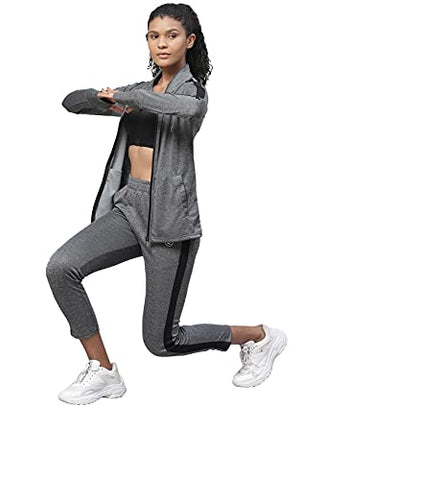 Image of CHKOKKO Women Zipper Tracksuit for Athletics Jogging Gym and Sports Dark Grey L