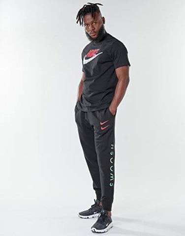 Image of Nike Sportswear Men's T-Shirt, Crew Neck Shirts for Men with Swoosh, Black/University Red/White, M