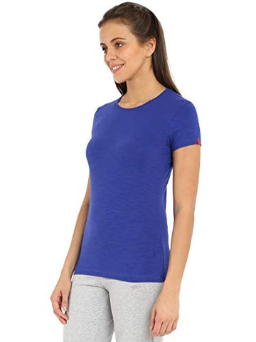 Image of Jockey Women's Cotton Round Neck T-Shirt (UL04-0103-Indigo Crush_Medium)