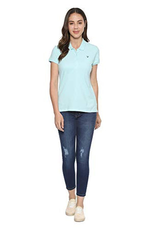 Allen Solly Women's Regular Polo Shirt (AHCTCRGFN06149_Lt. Blue Solid L)