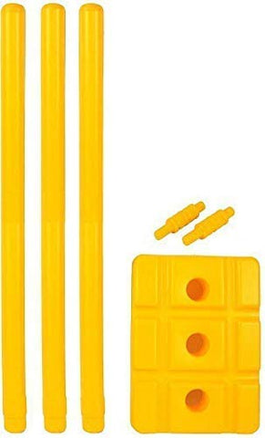Image of AADIX Sports Kids Solid Plastic Cricket Stump Set (Large) (Yellow)