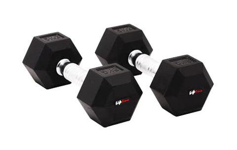 Image of Lifeline 12.5 Kg Hexa Dumbbell Set Ideal for Home Gym Exercise Workout for Men & Women, Cast Iron Rubber Coated Encased, Perfect for Home Fitness- Pack of 2