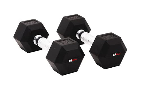 Image of Lifeline 10 Kg Hexa Dumbbell Set Ideal for Home Gym Exercise Workout for Men & Women, Cast Iron Rubber Coated Encased, Perfect for Home Fitness- Pack of 2