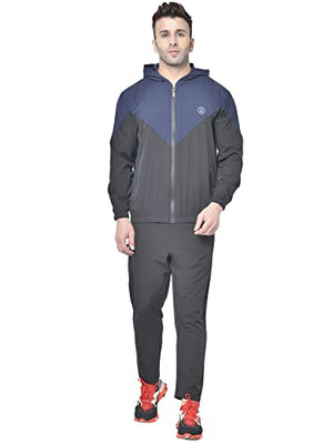 Chkokko Men's Full Sleeves Zipper Sports Tracksuit NavyBlk M