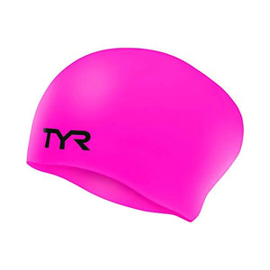 TYR Long Hair Wrinkle Free Silicone Swim Cap (Fluro Pink)