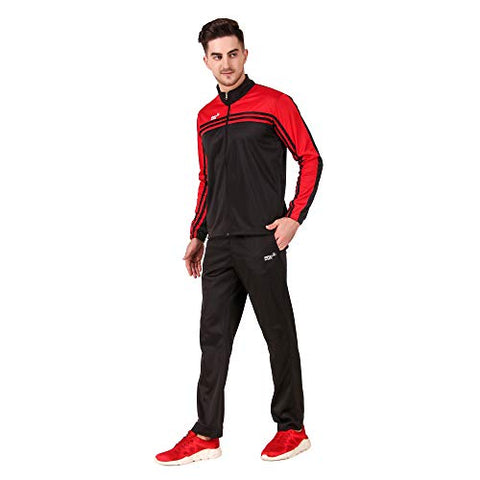 Image of Pro Sports Track Suit for Men Full Zip Running Jogging Athletic Sports Jacket and Pants Set Red/Black