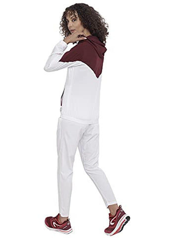 Image of CHKOKKO Women Sports Zipper Running Track suit Wine White size L