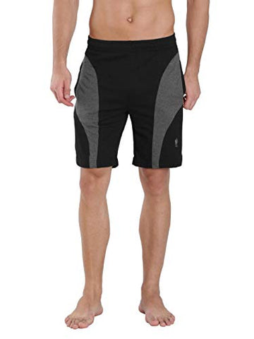 Image of Jockey Men's Cotton Shorts (9411_Black and Charcoal Melange_Small)