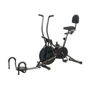 Life Line Fitness LE-103BST 4 In 1 Air Bike Exercise Cycle with Moving and Stationary Handles, Twister & Pushup Bar with Back Support, Vertically & Horizontally Adjustable Seat (Metallic Grey)