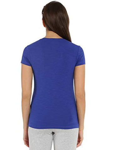 Image of Jockey Women's Cotton Round Neck T-Shirt (UL04-0103-Indigo Crush_Medium)