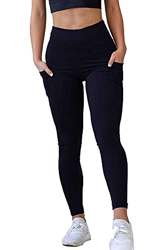 MONKDEER Side Pocket Gym wear Leggings Ankle Length Workout Pants with Phone Pockets | Stretchable Tights | Mid Waist Sports Fitness Yoga Track Pants for Girls & Women(WT-08BLUE34)