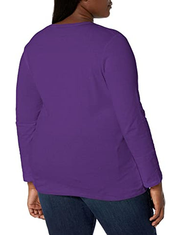 Image of Just My Size Women's Plus Size Vneck Long Sleeve Tee, Violet Splendor, 1X