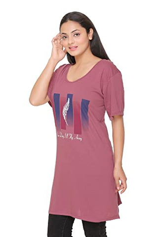 Image of CUPID Regular Fit Cotton Round Neck T-Shirt, Plus Size Night, Sleep, Yoga, Gym, Long Top n Tees for Women - Combo Pack of 3 - 3XL, Mauve / Yellow / Red
