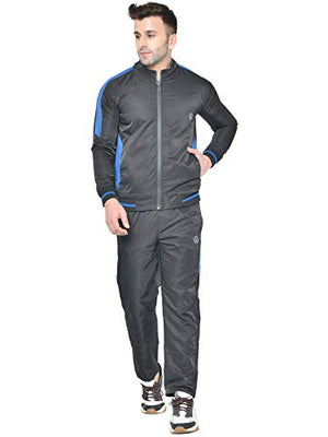CHKOKKO Men Hooded Zipper Reversible Track suit Blk Royal size L