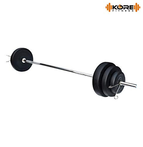 Image of Kore PVC 30 Kg Home Gym Set With One 4 Ft Plain Rod And One Pair Dumbbell Rods, Multicolour