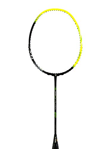 YOUNG Malaysia Carbon Graphite Y-Flash 20 Super Light 74 g, Japanese High Modulus Nano Carbon Badminton Racket, Takes Up to 33 lbs Tension, Includes Full Cover (Yellow and Black)