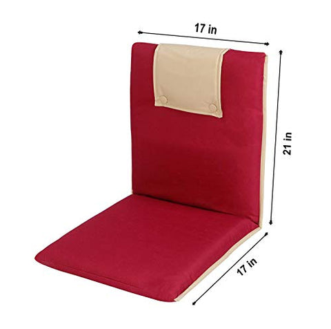 Image of URBAN KINGS Padded Floor Chair with Adjustable Backrest, Comfortable, Semi-Foldable, and Versatile, for Meditation, Seminars, Reading, TV Watching Or Gaming, Elegant Design (Standard, Maroon)