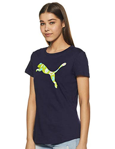 Image of Puma Women's Solid Regular T-Shirt (85595703_Peacoat S)