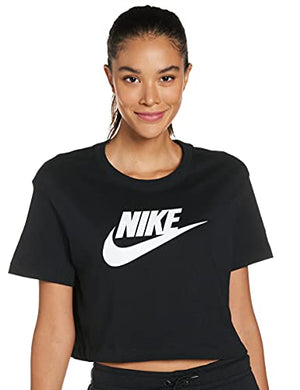 Nike Women's Sportswear Essential Cropped T-Shirt (Medium), Black/White