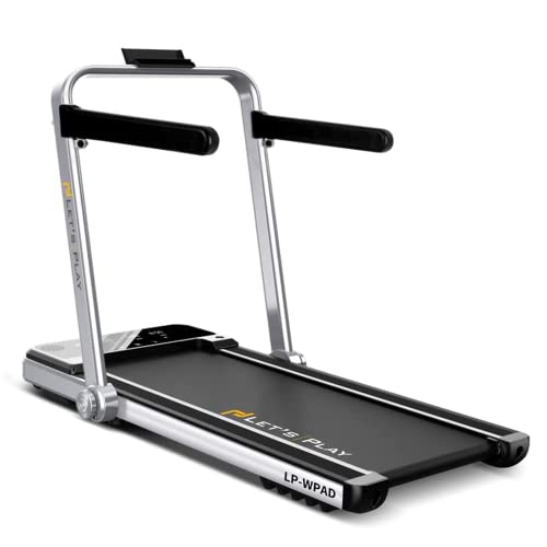 LET'S PLAY® LP-WPAD Smart Foldable Treadmill 2.5HP (4HP Peak) DC Motorized Treadmill Under Desk Walking Pad Treadmill for Home Use Pre-Installed with Interactive LED Display, Foot Sensing Speed Control, Remote and App Control (Black) For Further Query cal