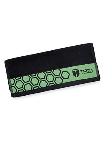 Image of TEGO High Performance Sports Towel (16 x 30 Inches) - Gym Towel, Work Out Towel, Fitness Towel (Jet Black Orange/Green)