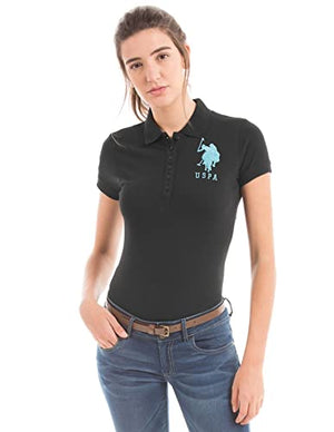 US Polo Women's Band Collar T-Shirt (UWTS0547_Black_X-Small)