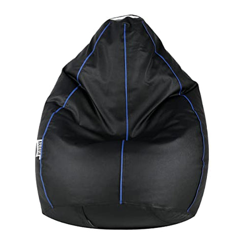 Image of Komfy Couch XXXL Classy Piping Bean Bag Filled (Bean Bag Beans/Bean Bag Fillers) Black & Blue