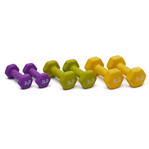 AmazonBasics 32-Pound Dumbbell Set of 6 Dumbbells with Stand, Neoprene, Multicolour