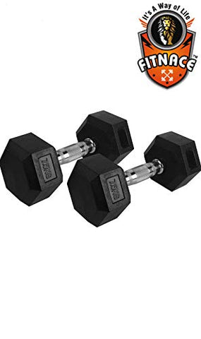Image of FITNACE Hex Dumbbells 7.5kg X 2 Rubber Coated Hexa Dumbbell 7.5kg Caste Iron, Anti Slip Grip, Hexagonal Dumbbells for Home Gym Professional Strength Training and Weight Lifting & Workout Set