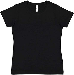 LAT Ladies' 100% Cotton Jersey Crew Neck Short Sleeve Tee (Black, XX-Large)