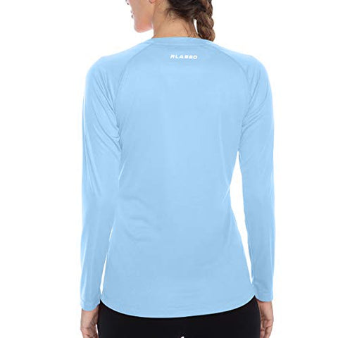 Image of Women's UPF 50+ Sun Protection Cool Fast Dry Rashguard Long Sleeve Athletic Tops T -Shirt (Blue, XL)