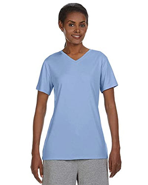 Hanes Sport Women's Cool DRI Performance V-Neck Tee,Light Blue,X-Large