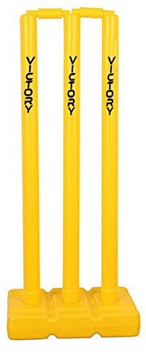 VICTORY India Best Heavy Cricket Plastic Stumps Set # 3 Wicket Set, 1 Stand, 2 Bails