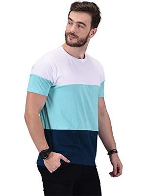Wrath Men's Regular Fit Solid T-Shirt (Turquoise, Small)