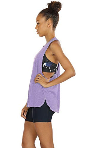 Image of icyzone Yoga Tops Activewear Workout Clothes Sports Racerback Tank Tops For Women (M, Lavender)