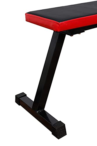 ALLYSON FITNESS Heavy Duty Flat Bench- 300 KG Capacity Utility Exercise Bench for Weight Strength Training, Sit Up Abs Multipurpose Fitness Exercise Gym Workout for Full Body Workout of Home Gym (RED)