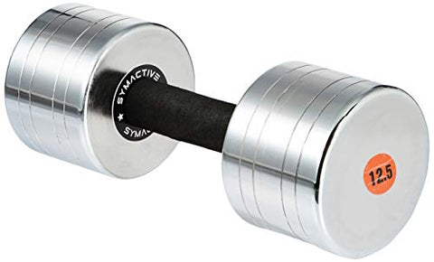 Image of Amazon Brand - Symactive Chrome Plated Steel Dumbbell, Set of 1, 12.5 Kg