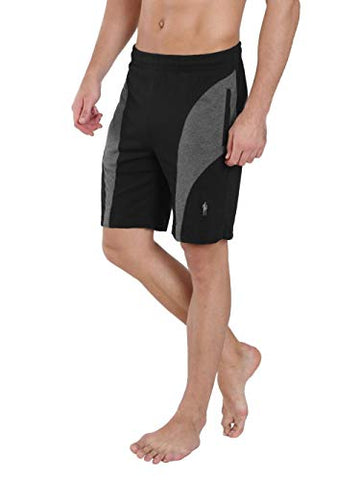 Image of Jockey Men's Cotton Sport Shorts (9411_Black & Charcoal Melange_Medium)