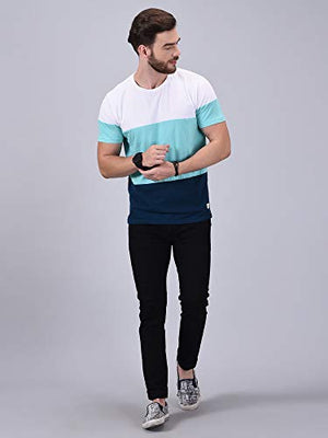 Wrath Men's Regular Fit Solid T-Shirt (Turquoise, Small)