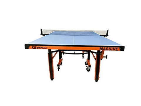 Image of Gymnco Massive Table Tennis Table with 100 MM Wheel (Top 25 mm Laminated Compressed & Free TT Table Cover + 2 TT Racket & Balls)