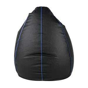 Komfy Couch XXXL Classy Piping Bean Bag Filled (Bean Bag Beans/Bean Bag Fillers) Black & Blue