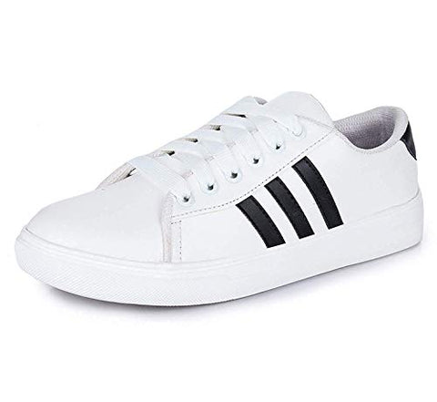 Image of Bella Toes Presents Women's/Ladies/Female/Girls Trendy Lightweight Comfortable, Casualwear White Lace-Up Sneakers Shoes_(8804-WHITE-41)