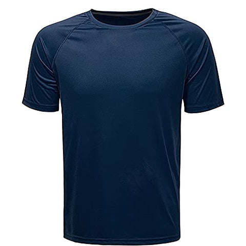 Image of Komprexx Sport T-Shirts for Men - Quick Dry Wicking - Running Tops Training Tee Short Sleeve Sportswear(DarkBlue,XL)